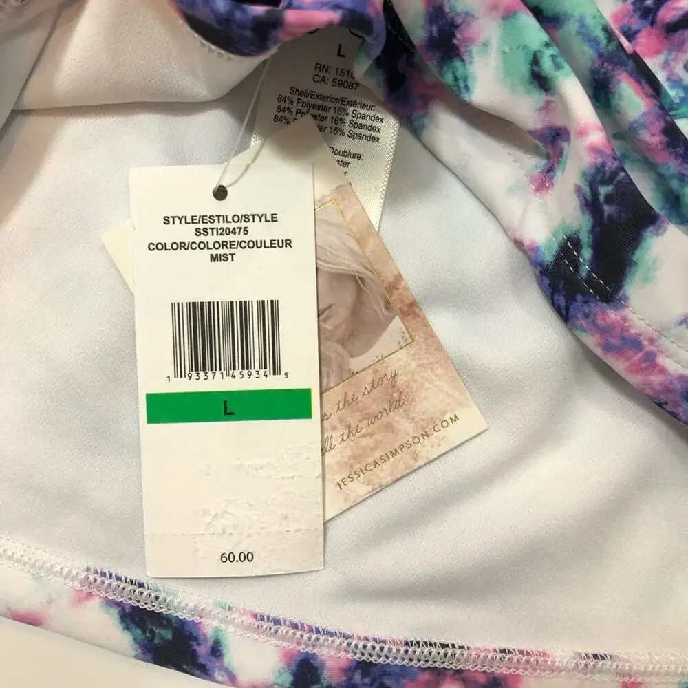 Jessica Simpson Tie-Dyed V-Wire Tankini Swim Top